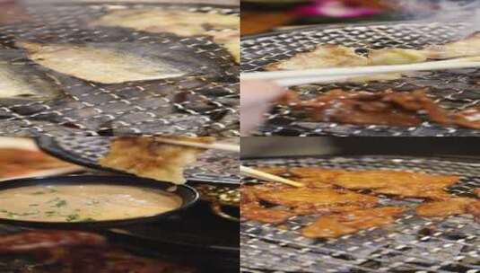 竖屏家庭烤肉，各种沾肉视频高清在线视频素材下载