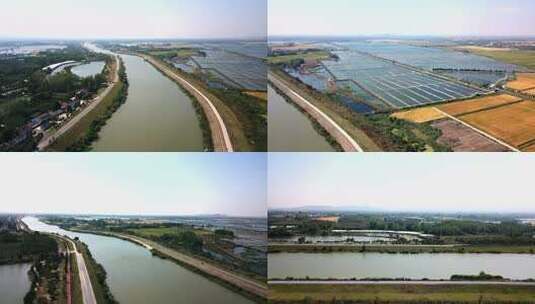 滁河晓桥航拍4K高清在线视频素材下载