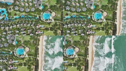 海南三亚海边度假酒店俯瞰高清在线视频素材下载