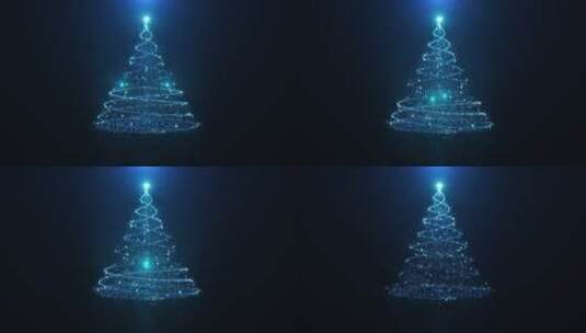 圣诞树-蓝色螺旋粒子线条高清在线视频素材下载