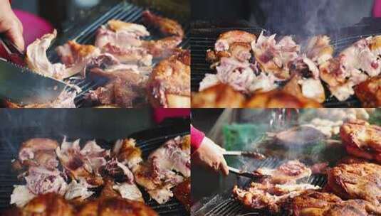 傣族特色美食烤鸡勐海烤鸡实拍高清在线视频素材下载