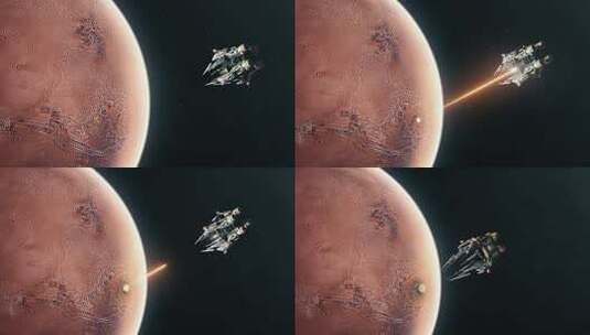 火星和地球受到轨道激光的攻击4K (2)高清在线视频素材下载