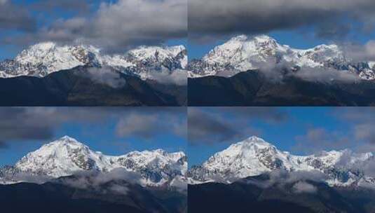 梅里雪山巴乌八蒙峰云海延时摄影高清在线视频素材下载