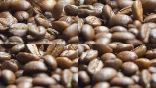 咖啡豆掉落特写高清在线视频素材下载