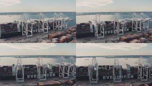 航运码头堆场航拍高清在线视频素材下载