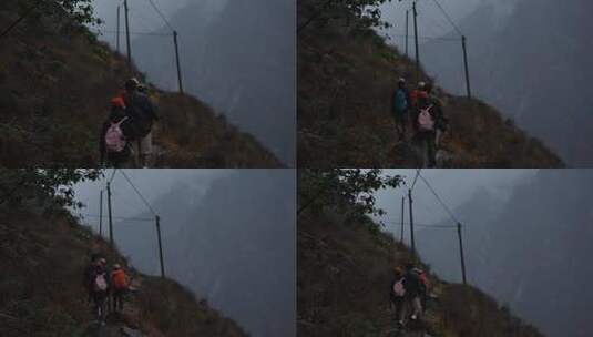 虎跳峡徒步旅行云南大凉山高山高清在线视频素材下载