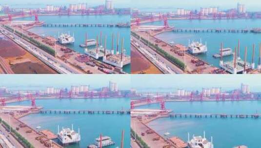 日照港港口-4k航拍高清在线视频素材下载