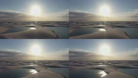 日落沙丘和雨水湖高清在线视频素材下载