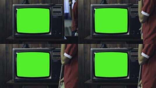 带有绿屏的80年代电视高清在线视频素材下载
