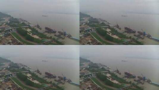 武汉江边货船航拍高清在线视频素材下载