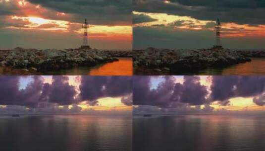 延时日落海南唯美浪漫海边夕阳天空云彩落日风景高清在线视频素材下载