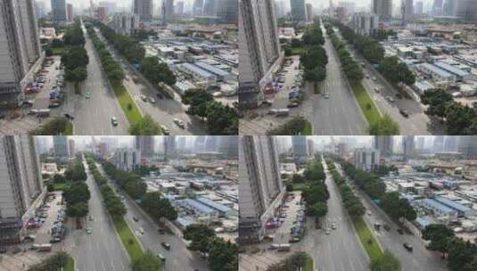 广州新港东路建筑交通航拍高清在线视频素材下载
