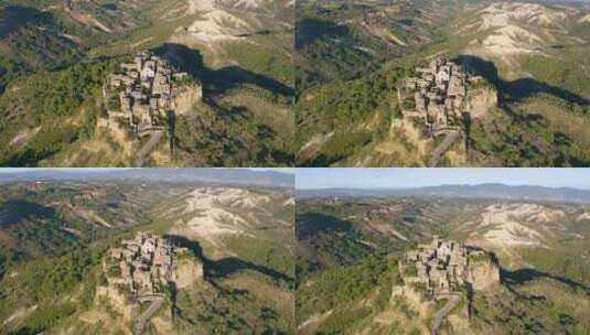 Civita di Bagnorego的鸟瞰景观，荒地景观。意大利拉齐奥美丽的夏日高清在线视频素材下载