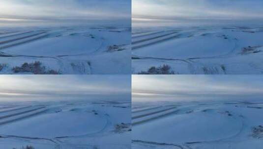 航拍冬季大兴安岭丘陵山地雪野风光高清在线视频素材下载