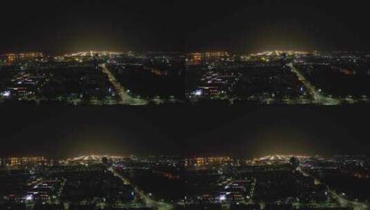 山东日照老城区城市夜景灯光航拍高清在线视频素材下载