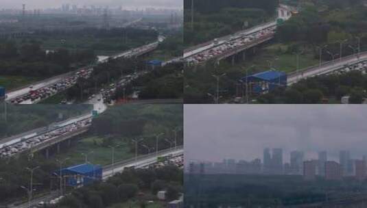 车流堵车交通雨天交通晚高峰车流高清在线视频素材下载