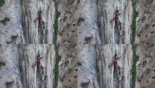 泰国甲米攀岩航拍户外极限运动高清在线视频素材下载