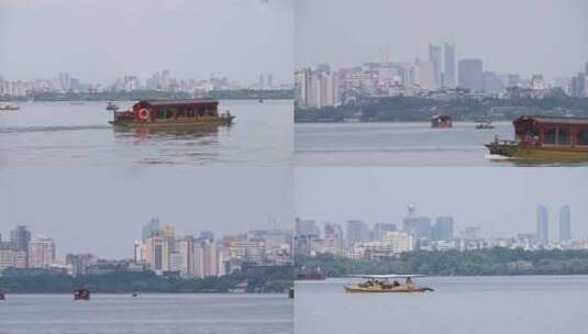 江南西湖 游船 划船 旅游 城市建筑 高清在线视频素材下载