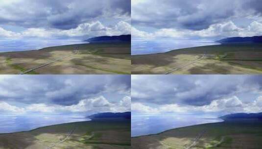赛里木湖绝美风光航拍高清在线视频素材下载