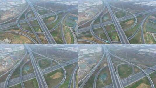 城市高速公路和立交桥的鸟瞰图高清在线视频素材下载