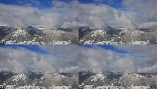 航拍冬季山峰高清在线视频素材下载