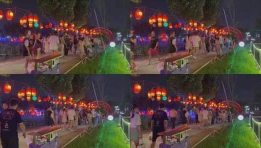 北京夜幕下的灯光秀灯会灯展高清在线视频素材下载