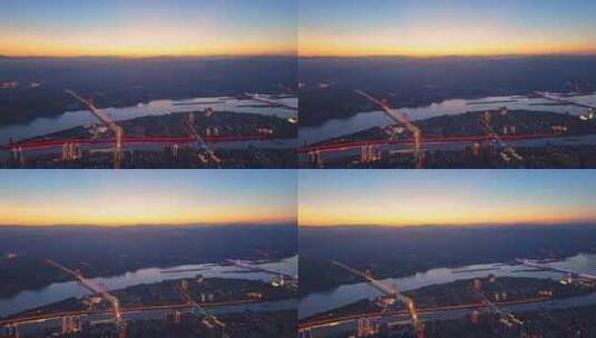航拍宜昌至喜大桥葛洲坝夜景高清在线视频素材下载