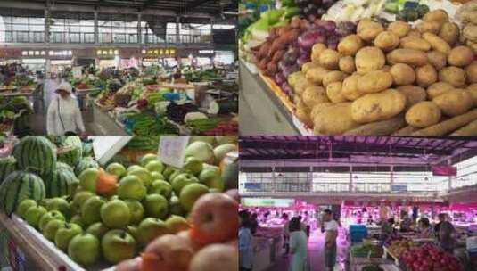 菜市场 蔬菜 菜叶 菜 农副产品 买菜买菜高清在线视频素材下载