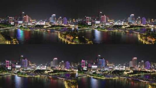 航拍宁波东门口时代广场夜景高清在线视频素材下载