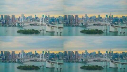 日本东京塔延时彩虹桥高清在线视频素材下载