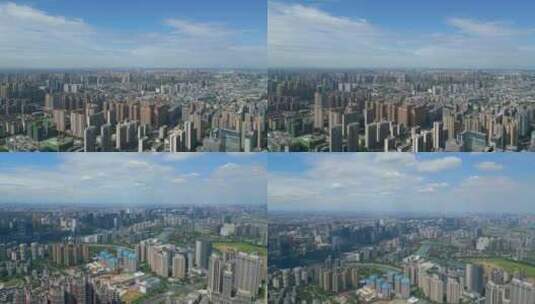 城市建筑航拍蓝天白云高清在线视频素材下载