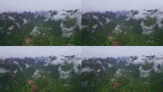 航拍雨后群山云雾缭绕山峦叠嶂山脉山川高清在线视频素材下载