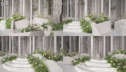 婚礼堂的花卉展示拍摄高清在线视频素材下载