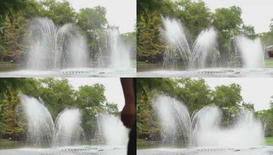 公园音乐喷泉高清在线视频素材下载