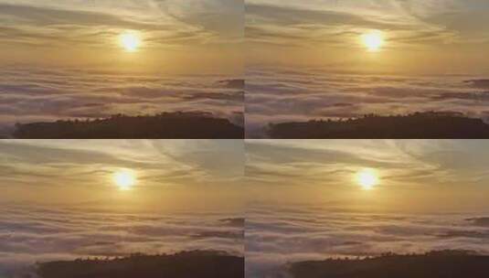 海南风光 夕阳日出云海 金色云层高清在线视频素材下载