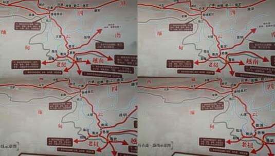 西双版纳勐腊易武茶文化博物馆茶马古道地图高清在线视频素材下载