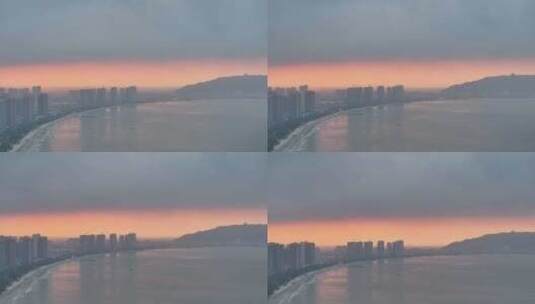 惠州惠东县傍晚夕阳航拍高清在线视频素材下载