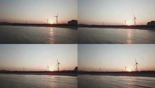 海边日落空镜头剪影航拍高清在线视频素材下载