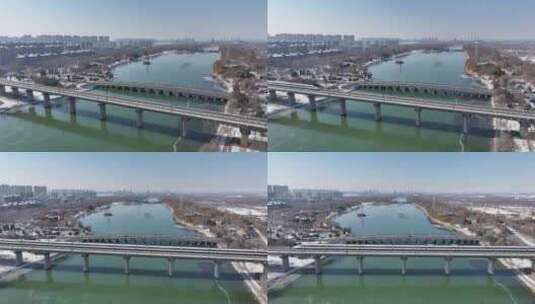 京广高铁 雪后航拍高清在线视频素材下载