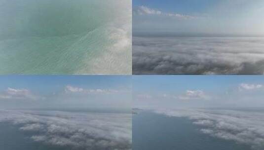 广东湛江鼎龙湾平流雾航拍高清在线视频素材下载