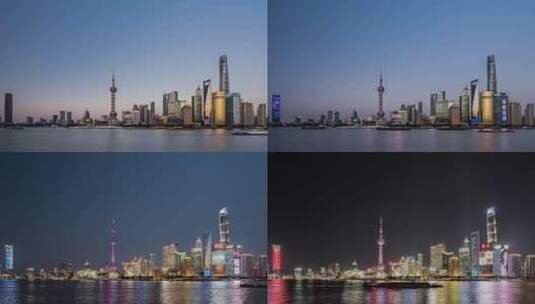 4K上海陆家嘴日转夜延时高清在线视频素材下载