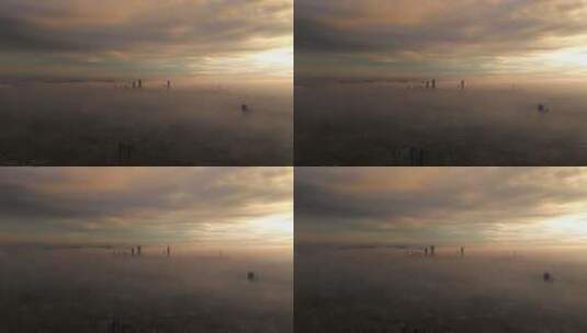 广州平流雾穿云航拍高清在线视频素材下载