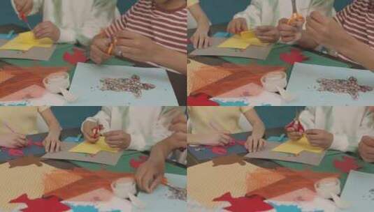 孩童剪纸做手工高清在线视频素材下载
