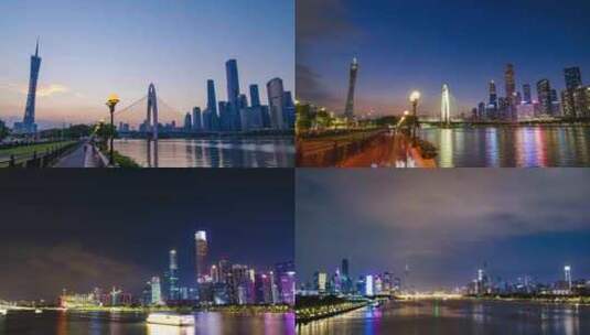 广州塔小蛮腰猎德大桥珠江新城江景夜景合集高清在线视频素材下载