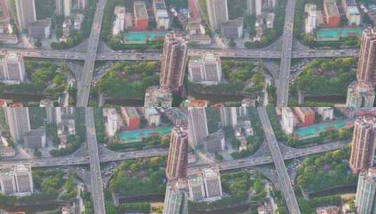 广州市天河区天河路立交桥航拍车流城市交通高清在线视频素材下载