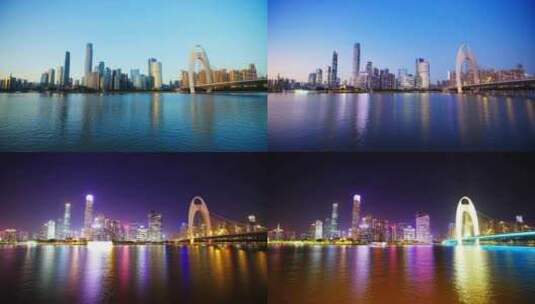 珠江新城-日转夜高清在线视频素材下载