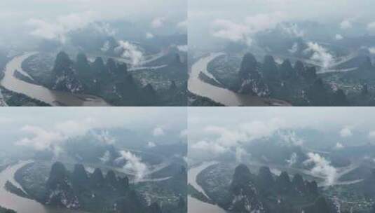 广西桂林阳朔风光中国山河航拍生态环境自然高清在线视频素材下载
