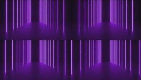 带紫色霓虹灯的黑暗房间高清在线视频素材下载