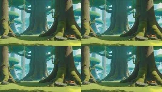 梦幻童话森林大树树林高清在线视频素材下载