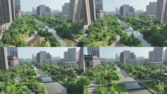 湖南长沙城市航拍空镜绿水青山花园文明环境高清在线视频素材下载